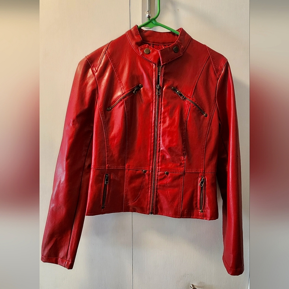 Poetry Red Leather Jacket